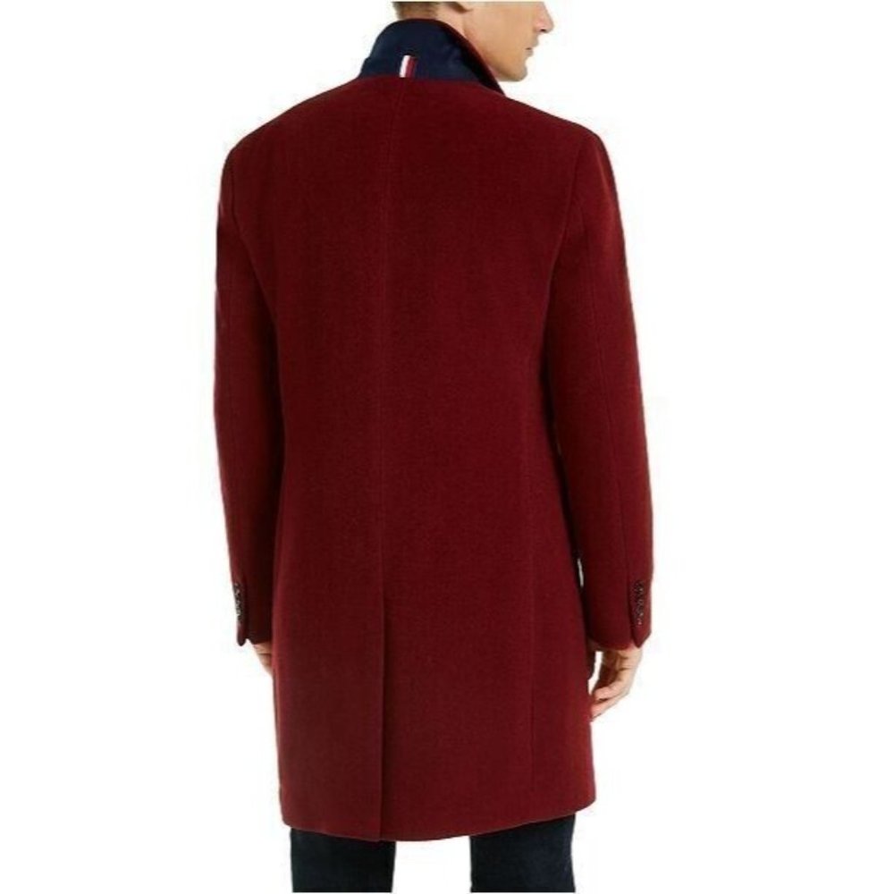 Tommy Hilfiger Men's Addison Wool-Blend Trim Fit Overcoat Red Size 38S MSRP $395 - Picture 2 of 2